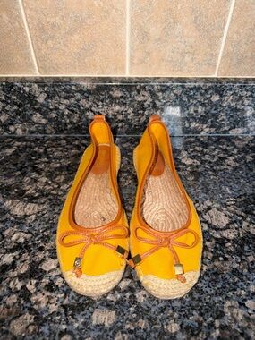MICHAEL Michael Kors Yellow Canvas Espadrille Flats with Bow Detail